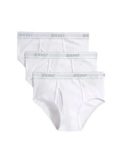 2xist Men's 3-Pack Essential Core Fly-Front Brief 020039 -Wacoall Underwear Shop 2xist 020039 White 101NL FLAT