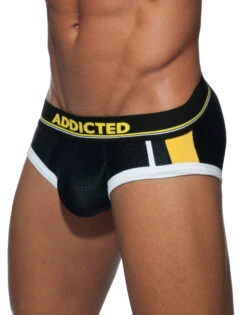 Addicted Sport Mesh Black/Yellow Stripe Brief AD738 -Wacoall Underwear Shop Addicted AD738 Black Yellow 10 B 3