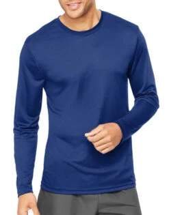 Hanes Men Cool Dri Performance Long-Sleeve T-Shirt 482L -Wacoall Underwear Shop Hanes 482L Deep Royal T