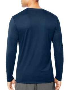 Hanes Men Cool Dri Performance Long-Sleeve T-Shirt 482L -Wacoall Underwear Shop Hanes 482L Navy T 2