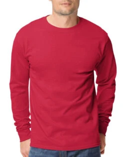 Hanes Men TAGLESS Long-Sleeve T-Shirt 5586 16 Hanes Men TAGLESS Long-Sleeve T-Shirt 5586 -Wacoall Underwear Shop Hanes 5586 Deep TRed T