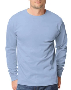Hanes Men TAGLESS Long-Sleeve T-Shirt 5586 11 Hanes Men TAGLESS Long-Sleeve T-Shirt 5586 -Wacoall Underwear Shop Hanes 5586 Ligth Blue T