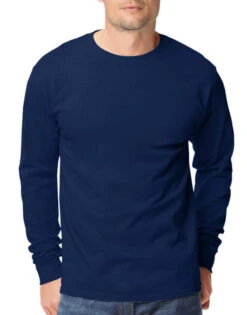 Hanes Men TAGLESS Long-Sleeve T-Shirt 5586 14 Hanes Men TAGLESS Long-Sleeve T-Shirt 5586 -Wacoall Underwear Shop Hanes 5586 Navy T