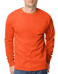 Hanes Men TAGLESS Long-Sleeve T-Shirt 5586 15 Hanes Men TAGLESS Long-Sleeve T-Shirt 5586 -Wacoall Underwear Shop Hanes 5586 Orange T