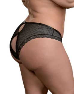 Exposed Unwrap Me Crotchless Peek-a-Boo Panty M115 -Wacoall Underwear Shop M115BLK ALT QS