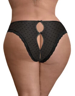 Exposed Unwrap Me Crotchless Peek-a-Boo Panty M115 -Wacoall Underwear Shop M115BLK Back QS