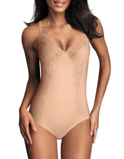Maidenform Flexees Lace Body Briefer With Underwire Cups 1456 -Wacoall Underwear Shop Maidenform 1456 Paris Nude F