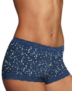 Maidenform Microfiber And Lace Boyshort 40760 -Wacoall Underwear Shop Maidenform 40760 Shining Star Print Navy B