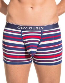 Obviously Men's PrimeMan 3 Inch Boxer Brief A00 -Wacoall Underwear Shop Obviously A00 Red Navy White 1J B 1