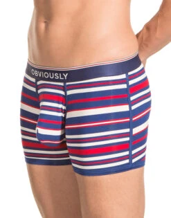 Obviously Men's PrimeMan 3 Inch Boxer Brief A00 -Wacoall Underwear Shop Obviously A00 Red Navy White 1J B 2
