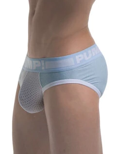 PUMP! Men's Frost Cotton Mesh Brief Blue/White 12025 -Wacoall Underwear Shop PUMP 12025 Blue B 2 1