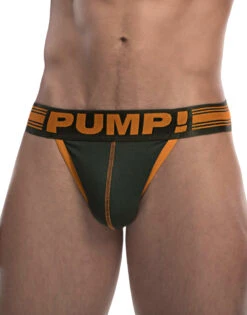 PUMP Squad Low Rise Cotton Mesh Jockstrap Green/Orange/White 15042