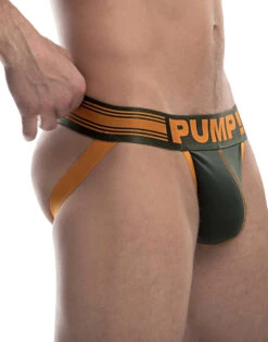 PUMP Squad Low Rise Cotton Mesh Jockstrap Green/Orange/White 15042 -Wacoall Underwear Shop PUMP 15042 Green Orange B 2
