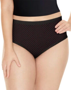 Playtex Cotton Comfort Briefs 5-Pack PLCCBF -Wacoall Underwear Shop Playtex PLCCBF Deep Syrah Print Out of the Blue Dot Print Deep Syrah White B