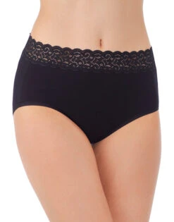 Vanity Fair Flattering Lace Cotton Brief 13396 -Wacoall Underwear Shop Vanity Fair 13396 Midnight Black B 1